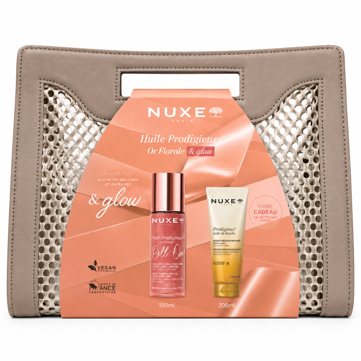 NUXE Sac Huile Prodigieuse® Or Florale Roll-On 60ml + Huile de Douche 200ml